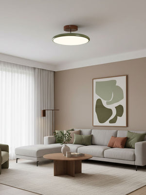 Orbitra | Flush Mount LED Ceiling Light with Swivel Arm, Dimmable Beige or Green Fixture