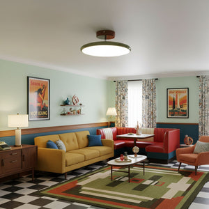 Orbitra | Flush Mount LED Ceiling Light with Swivel Arm, Dimmable Beige or Green Fixture