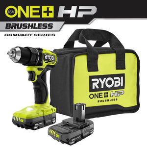 Open Box -  RYOBI ONE+ HP 18V Brushless Cordless Compact 1/2 in. Drill/Driver Kit with (2) 1.5 Ah Batteries, Charger and Bag