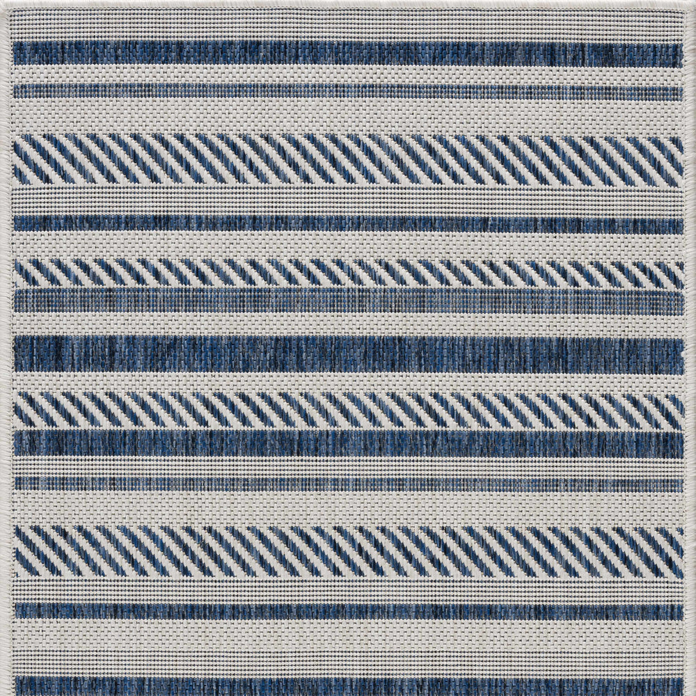 Olin White&Blue Striped Nordic Rug