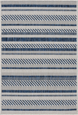 Olin White&Blue Striped Nordic Rug