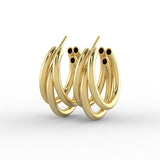 Triple Chunky Hoop Gold Plated Earrings with Gift Pouch