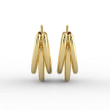 Triple Chunky Hoop Gold Plated Earrings with Gift Pouch