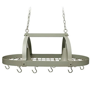 Rustic 2 Light 10 Hook Ceiling Mounted Hanging Pot Rack in Slate Gray
