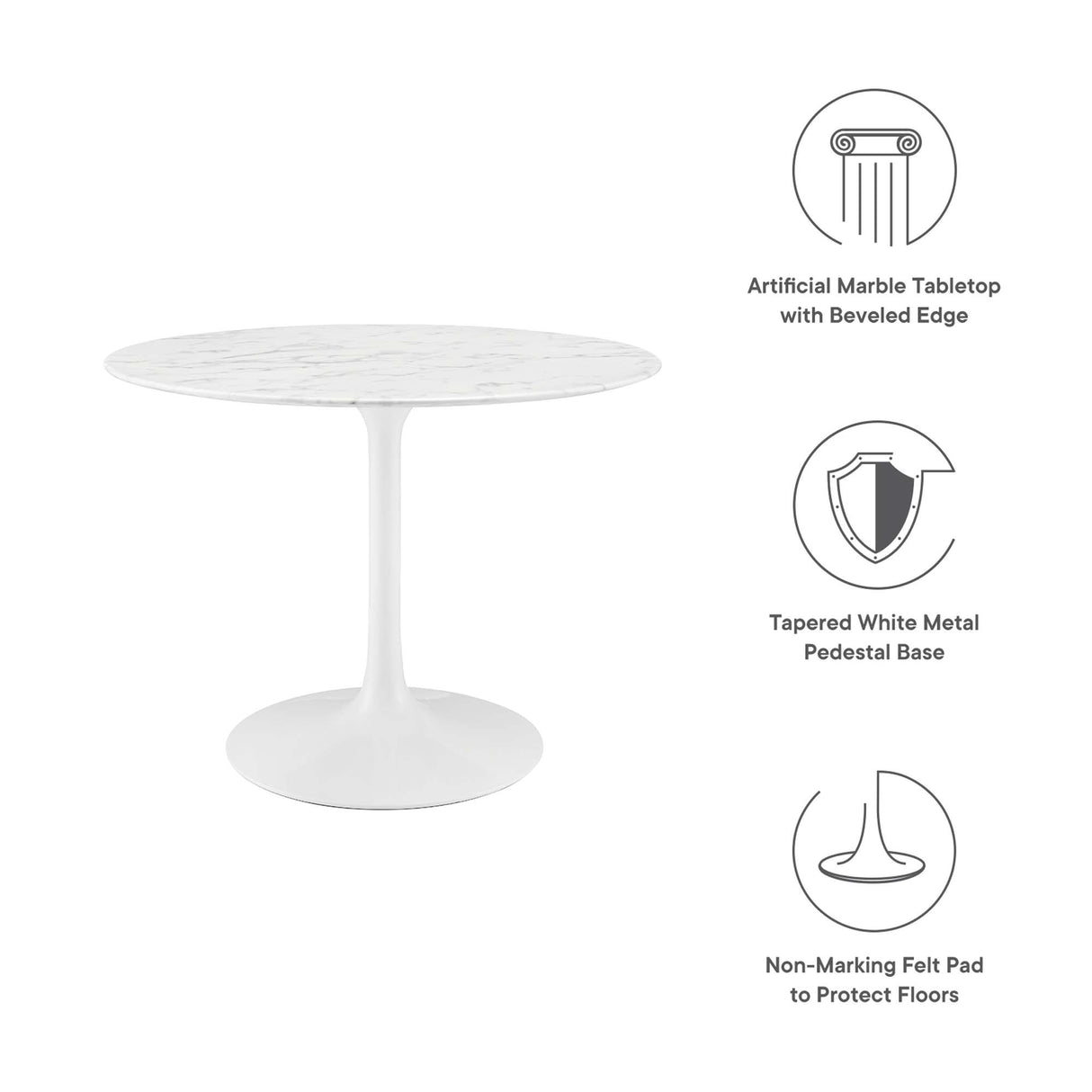 Lippa 40" Round Faux Marble Dining Table by Modway
