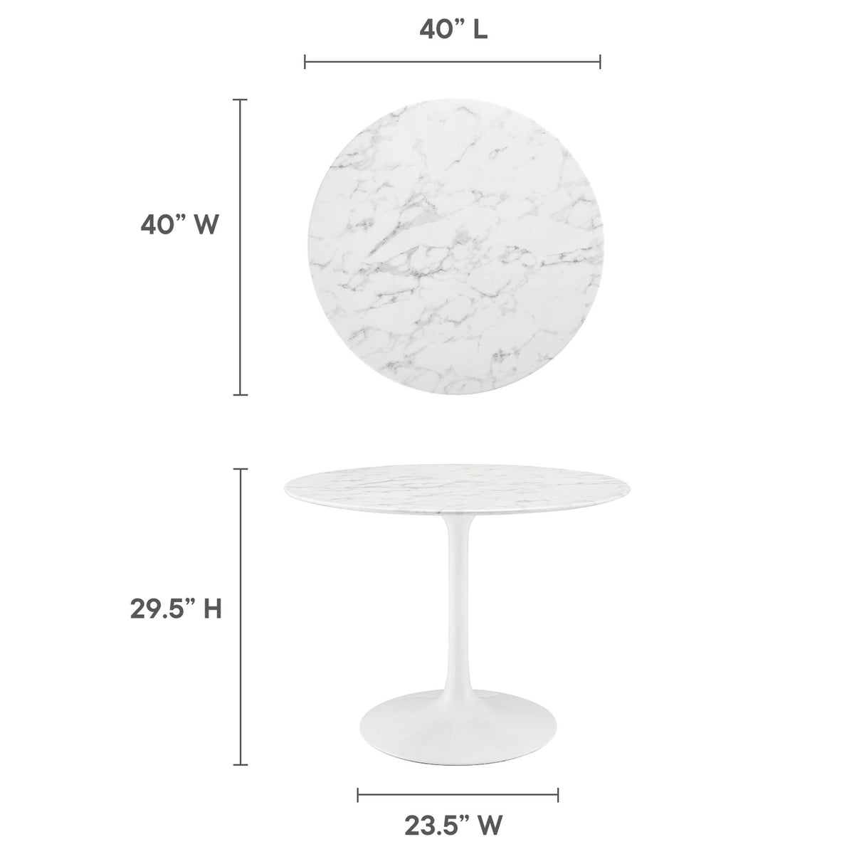 Lippa 40" Round Faux Marble Dining Table by Modway