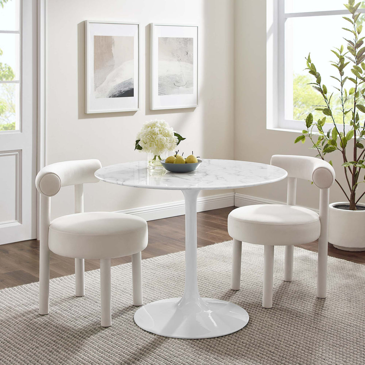 Lippa 40" Round Faux Marble Dining Table by Modway