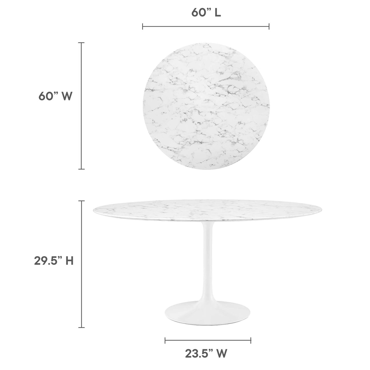 Lippa 60" Round Faux Marble Dining Table by Modway