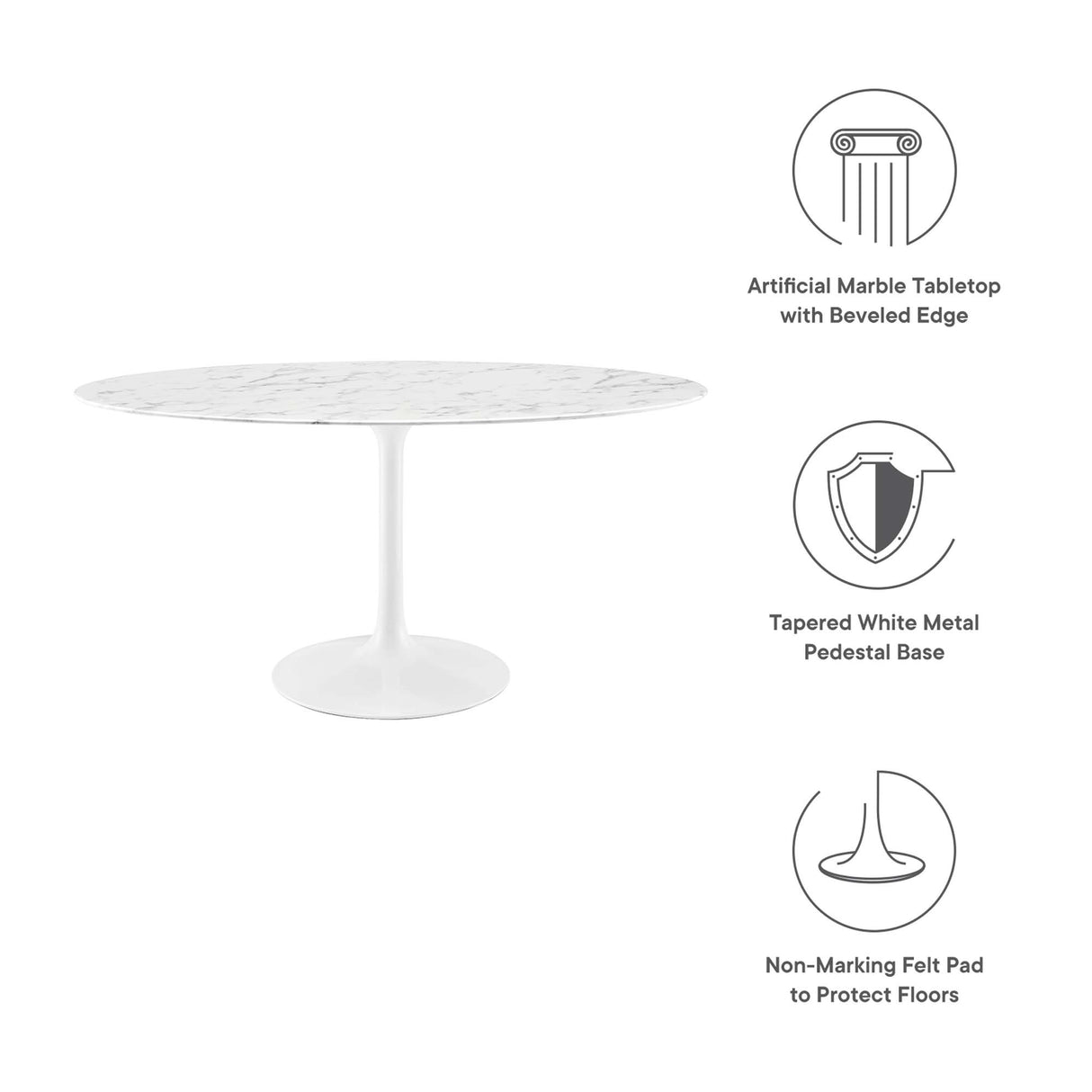 Lippa 60" Oval Faux Marble Dining Table by Modway