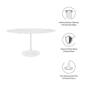 Lippa 60" Oval Faux Marble Dining Table by Modway