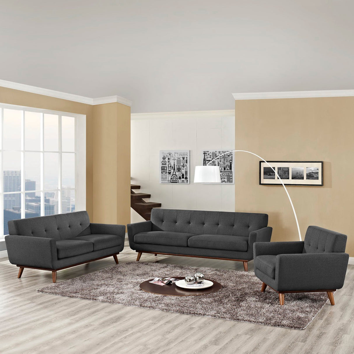 Engage Sofa Loveseat and Armchair Set of 3 by Modway