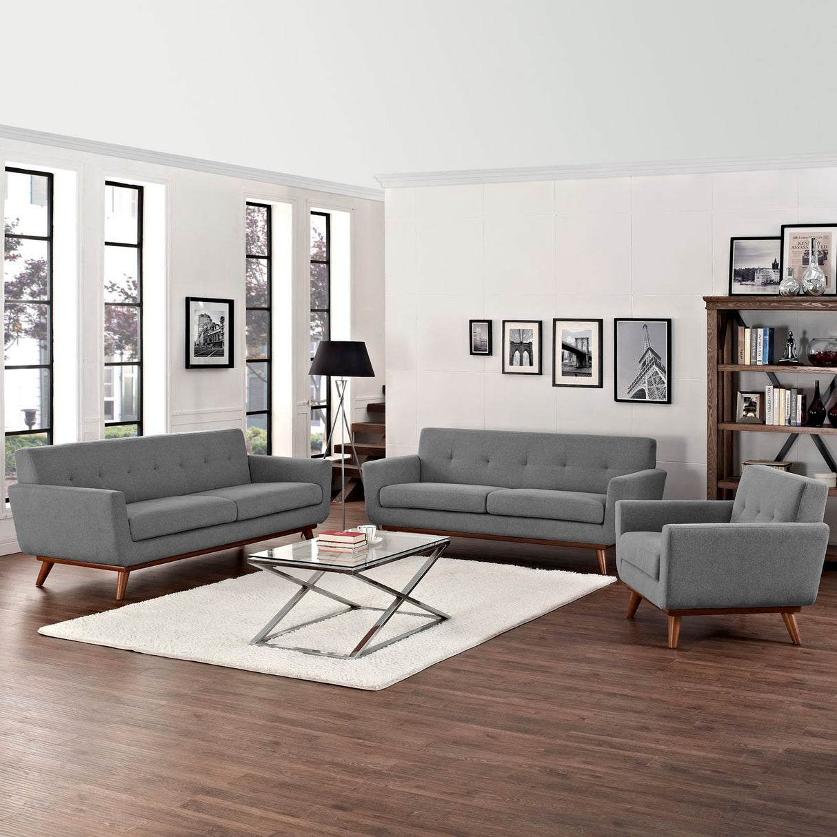 Engage Sofa Loveseat and Armchair Set of 3 by Modway