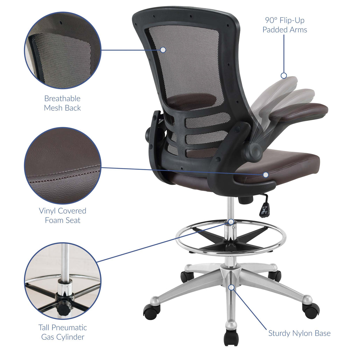 Attainment Vinyl Drafting Chair by Modway
