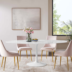 Lippa 78" Oval Faux Marble Dining Table by Modway