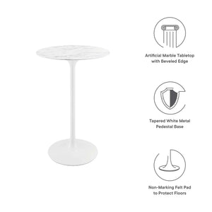 Lippa 28" Round Faux Marble Bar Table by Modway