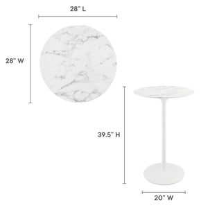 Lippa 28" Round Faux Marble Bar Table by Modway
