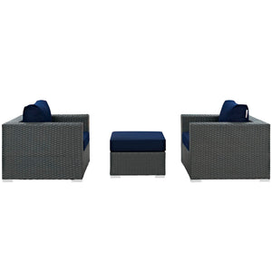 Sojourn 3 Piece Outdoor Patio Sunbrella Sectional Set by Modway