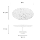 Lippa 48" Oval Faux Marble Coffee Table by Modway