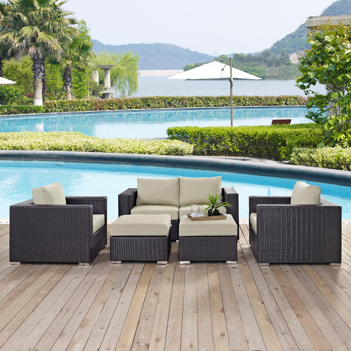 Convene 5 Piece Outdoor Patio Sofa Set by Modway