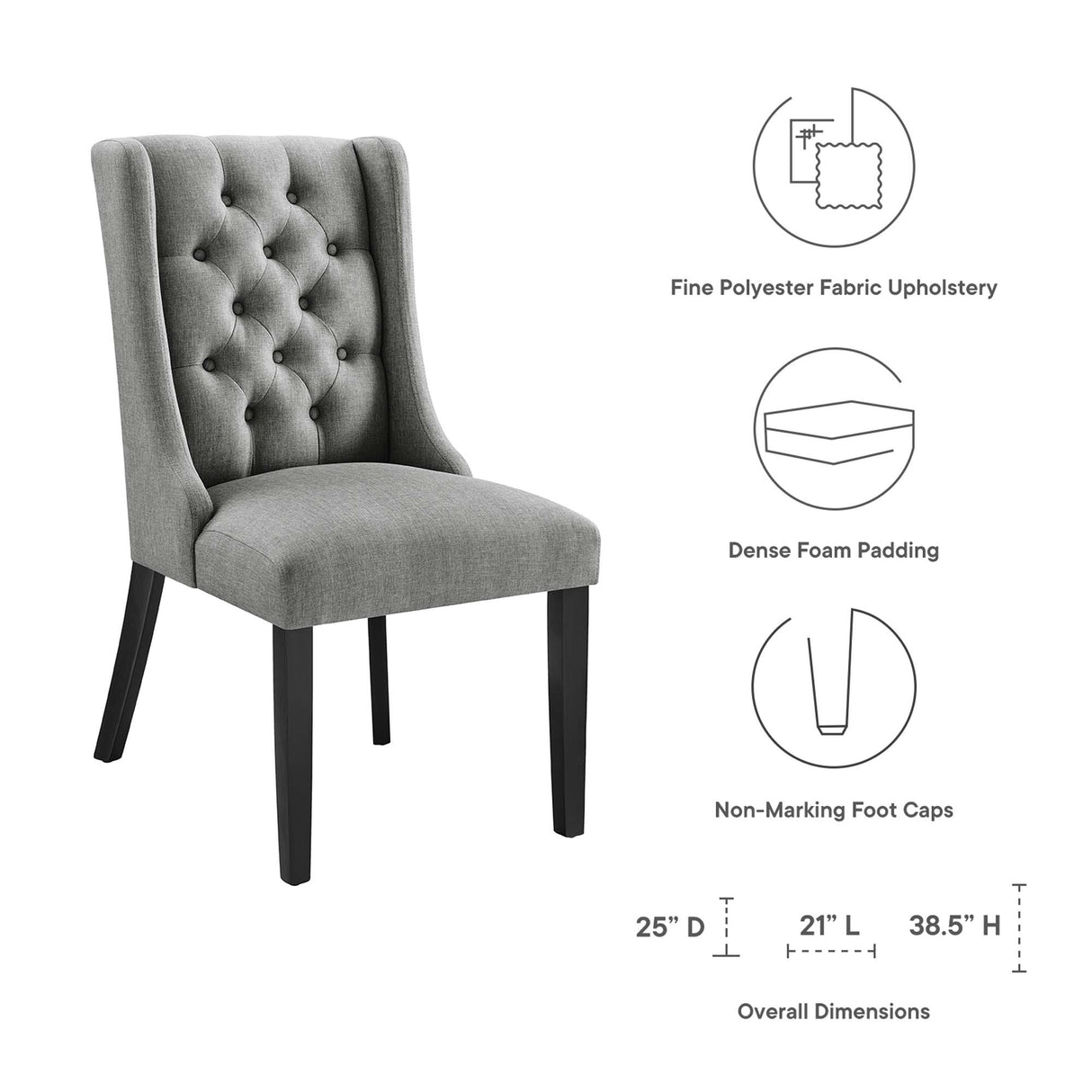 Baronet Button Tufted Fabric Dining Chair by Modway