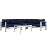 Shore 5 Piece Outdoor Patio Aluminum Sectional Sofa Set by Modway