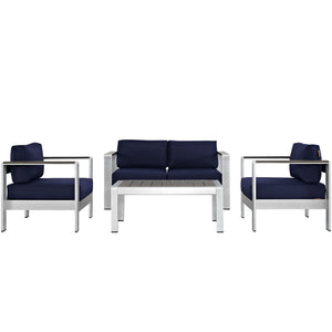 Shore 4 Piece Outdoor Patio Aluminum Sectional Sofa Set by Modway