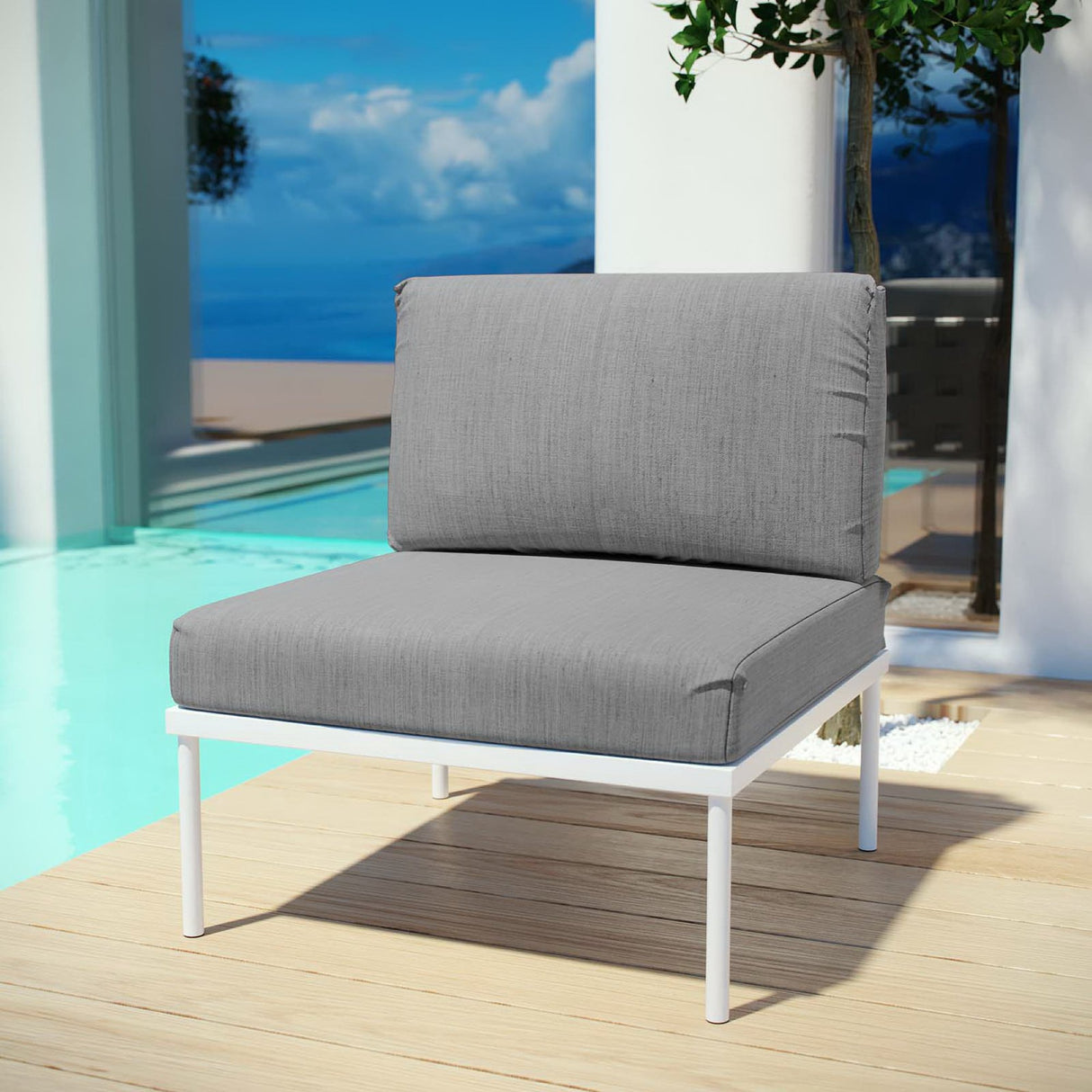 Harmony Armless Outdoor Patio Aluminum Chair by Modway