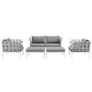 Harmony 5 Piece Outdoor Patio Aluminum Sectional Sofa Set by Modway
