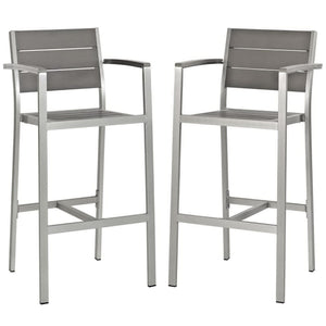 Shore Outdoor Patio Aluminum Bar Stool Set of 2 by Modway