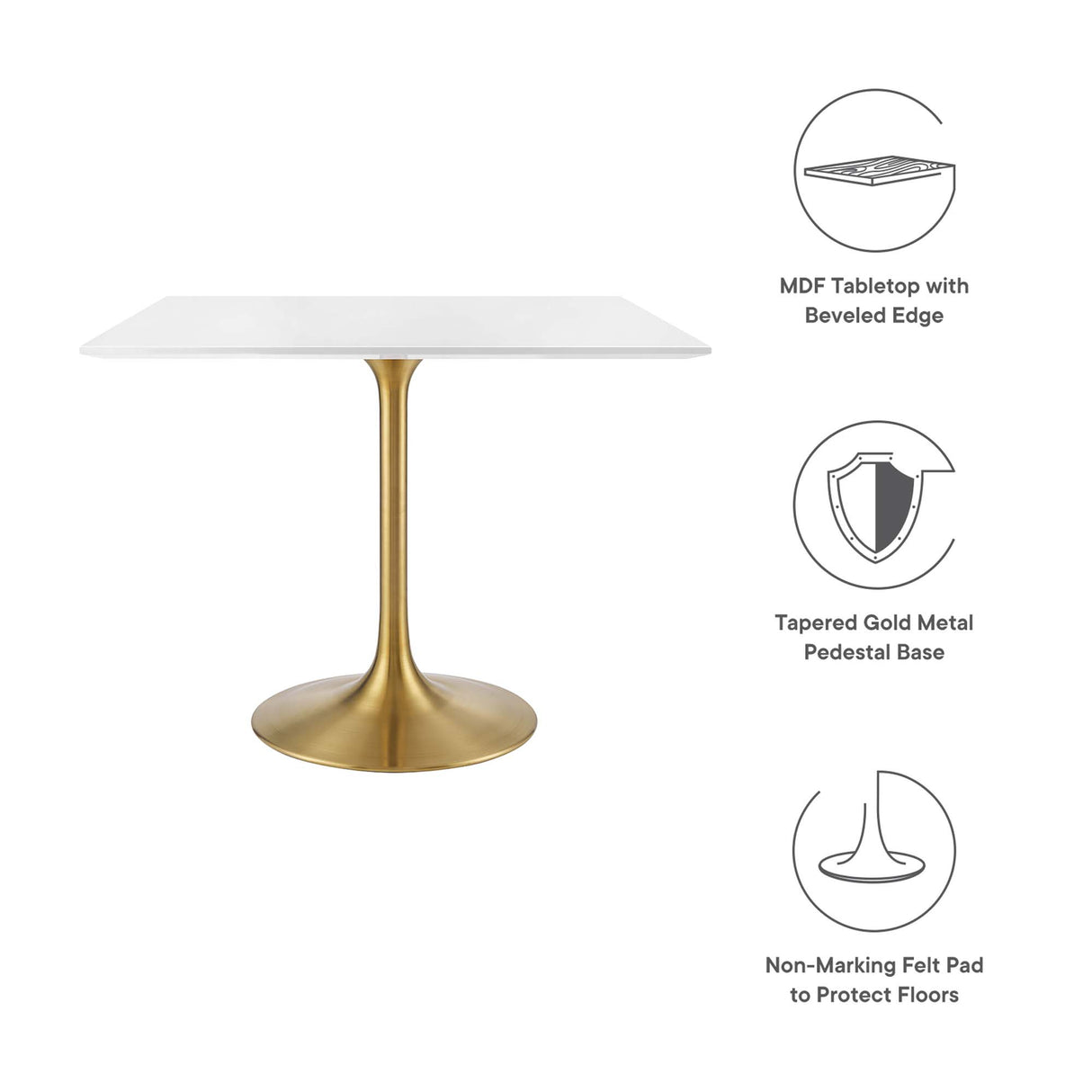 Lippa 36" Square Wood Dining Table by Modway