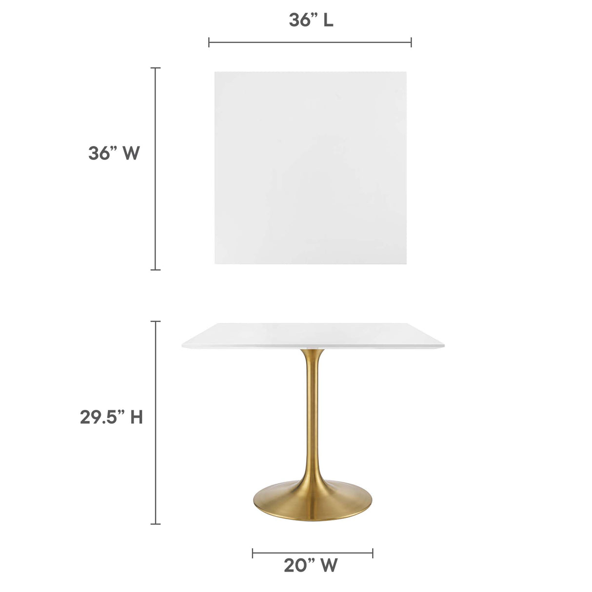 Lippa 36" Square Wood Dining Table by Modway