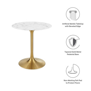 Lippa 28" Round Faux Marble Dining Table by Modway