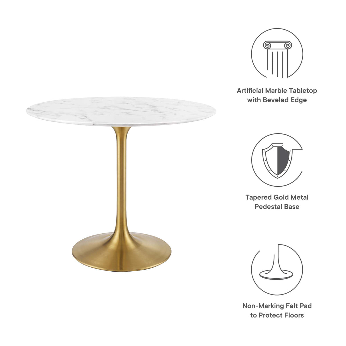 Lippa 36" Round Faux Marble Dining Table by Modway