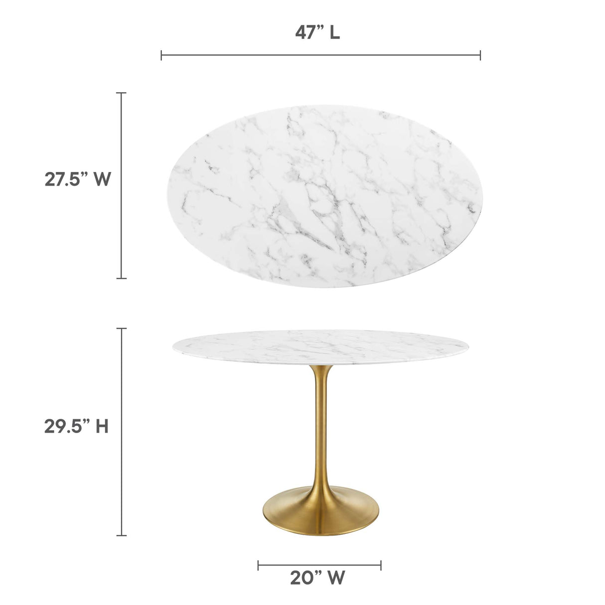 Lippa 48" Oval Faux Marble Dining Table by Modway