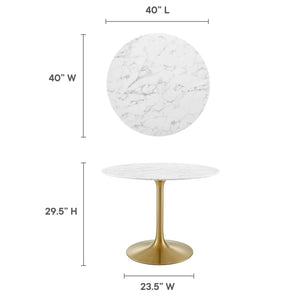 Lippa 40" Round Faux Marble Dining Table by Modway