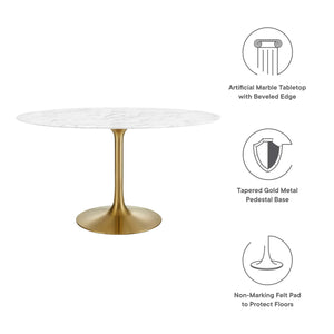 Lippa 54" Oval Faux Marble Dining Table by Modway