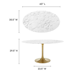 Lippa 60" Oval Faux Marble Dining Table by Modway