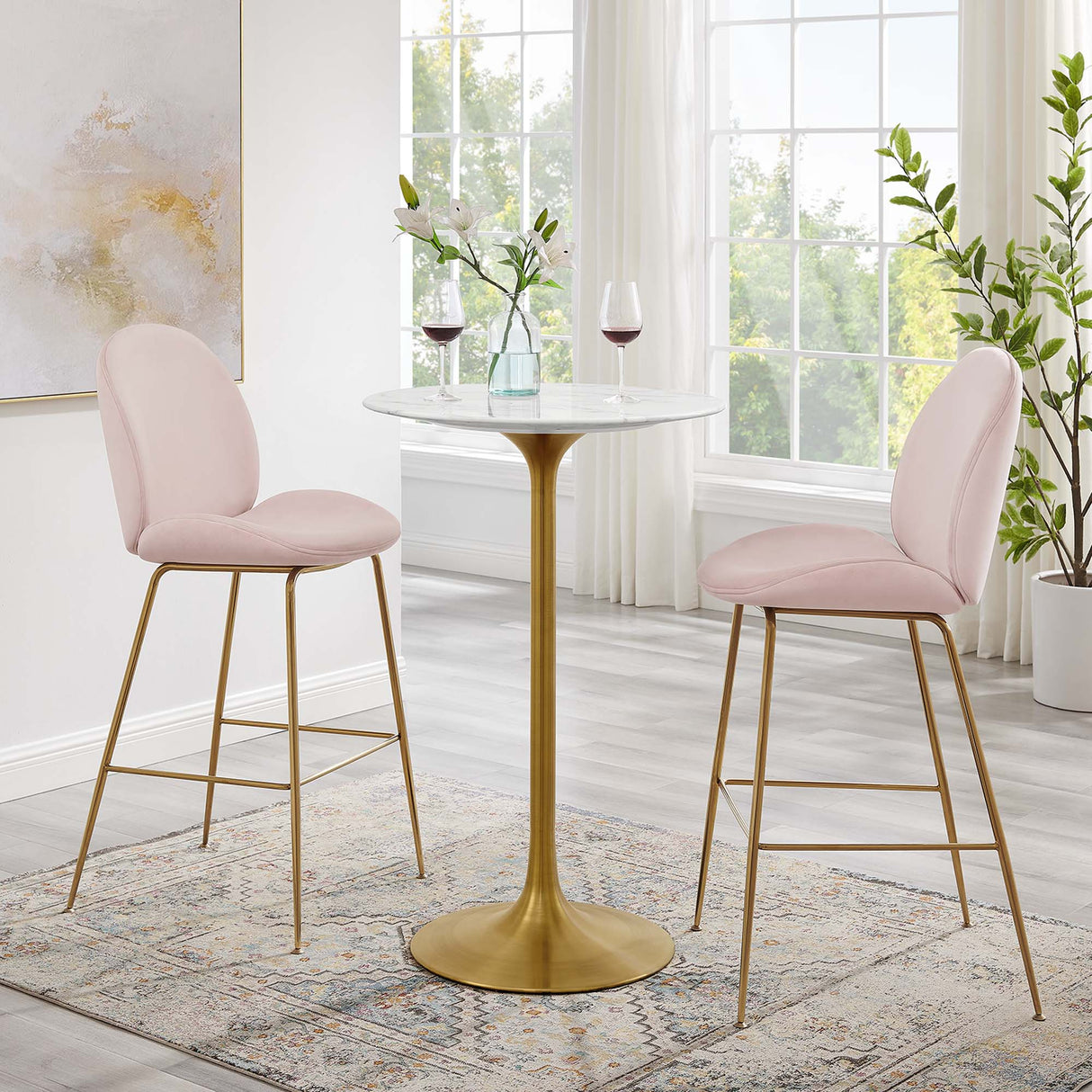 Lippa 28" Round Faux Marble Bar Table by Modway