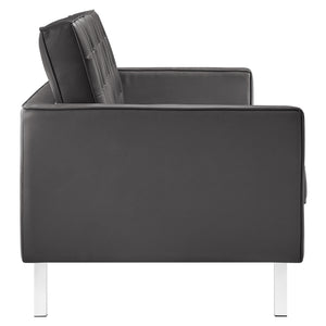 Loft Tufted Vegan Leather Sofa and Ottoman Set by Modway