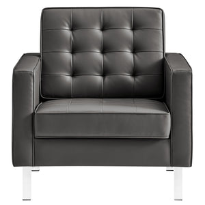 Loft Tufted Vegan Leather Armchairs Set of 2 by Modway