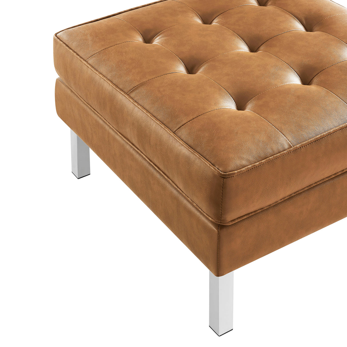 Loft Tufted Vegan Leather Ottoman by Modway