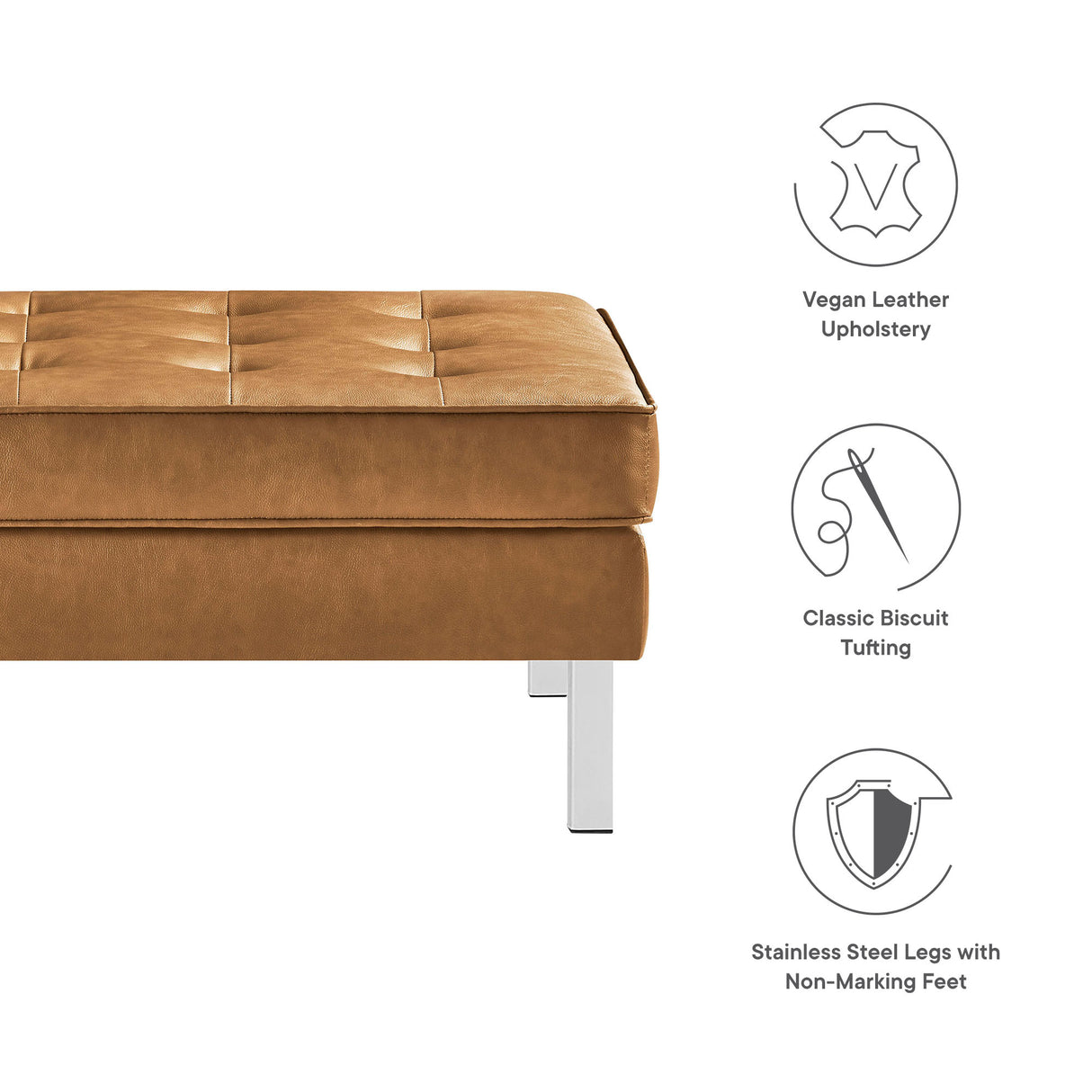 Loft Tufted Vegan Leather Ottoman by Modway
