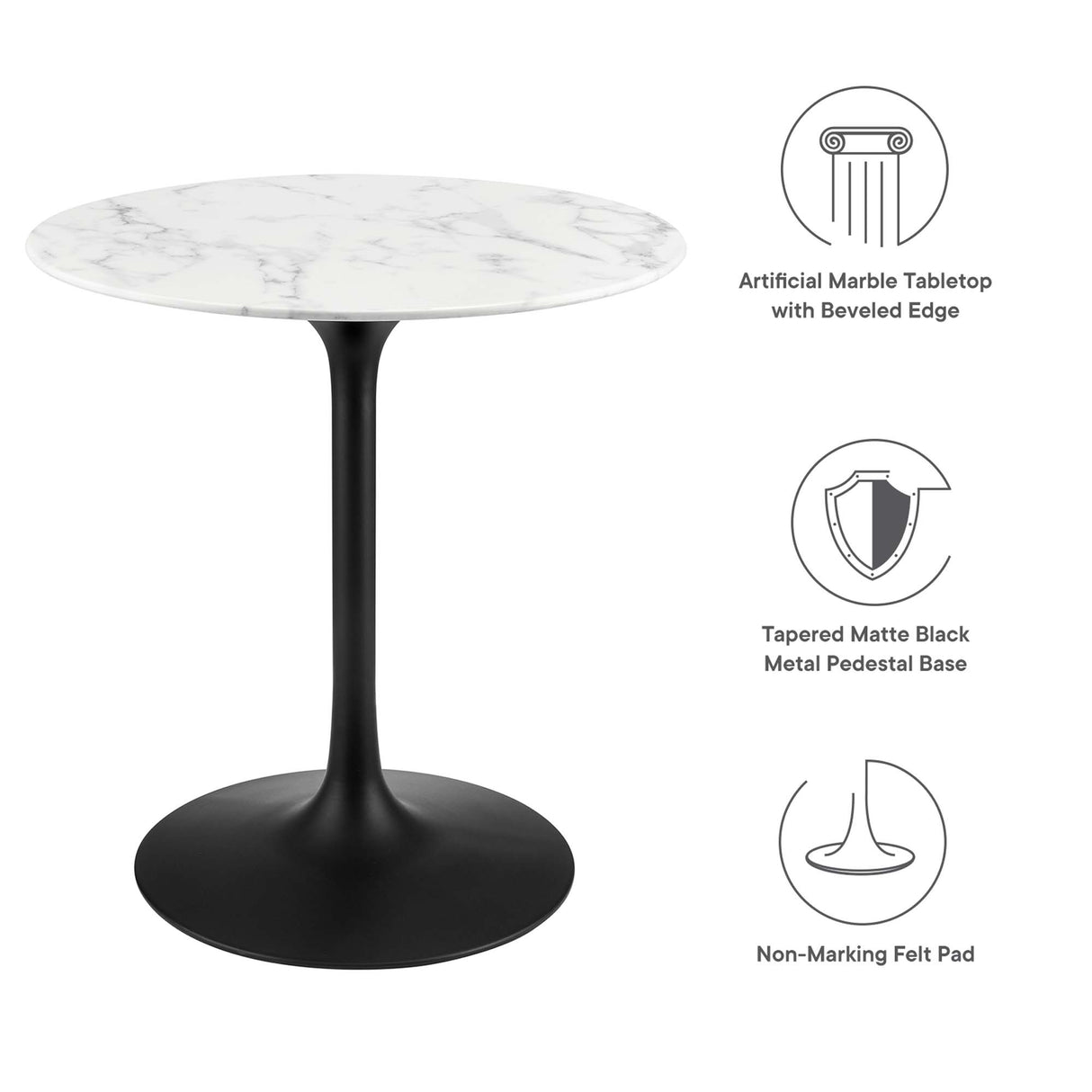 Lippa 28" Round Faux Marble Dining Table by Modway