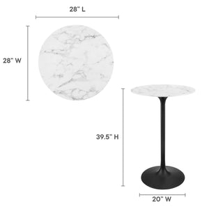 Lippa 28" Round Faux Marble Bar Table by Modway