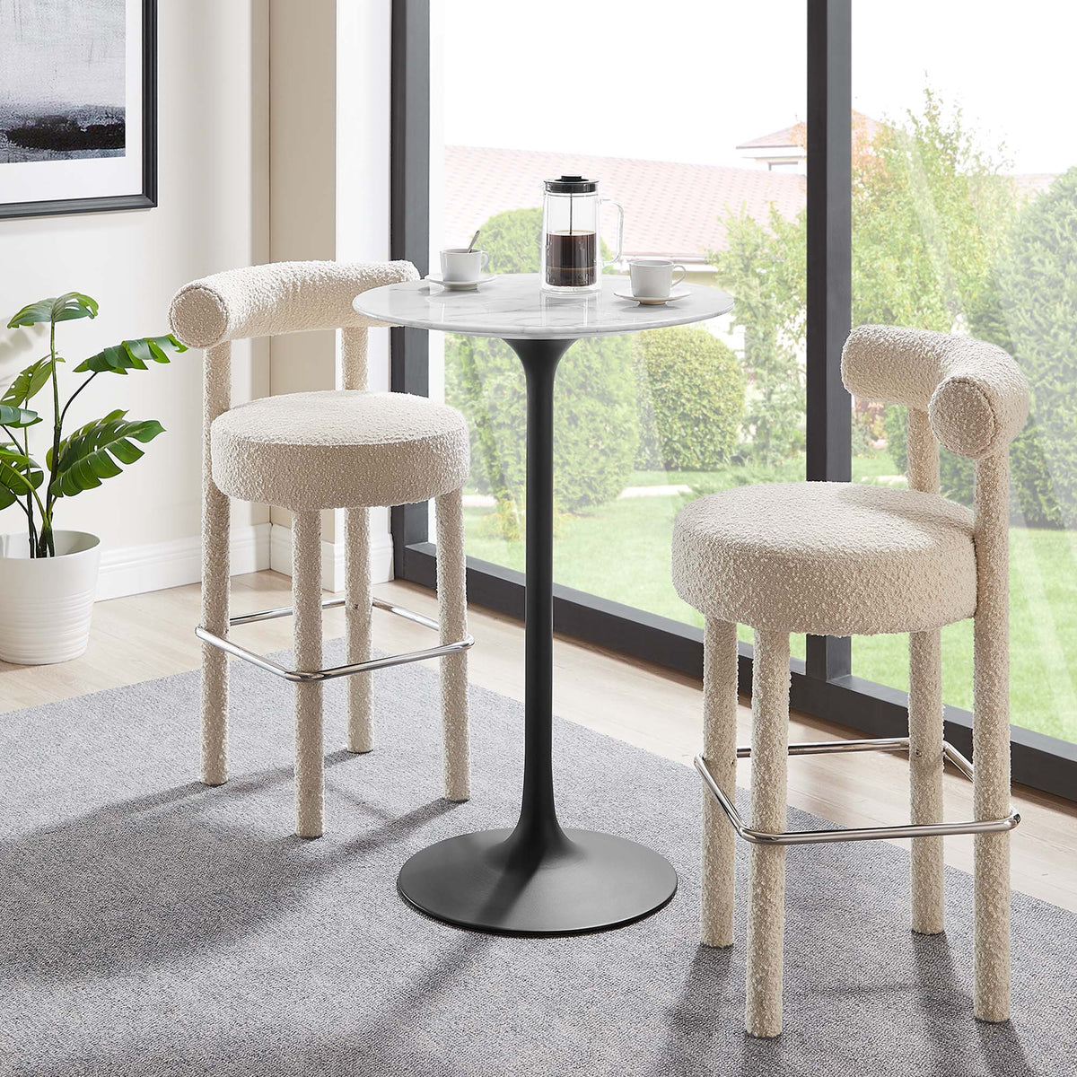 Lippa 28" Round Faux Marble Bar Table by Modway