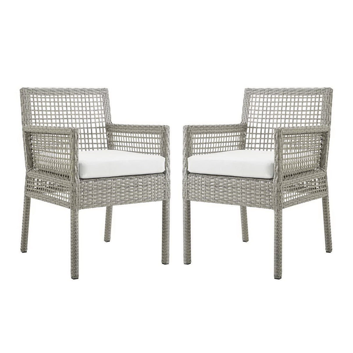 Aura Outdoor Patio Wicker Rattan Dining Armchair Set of 2