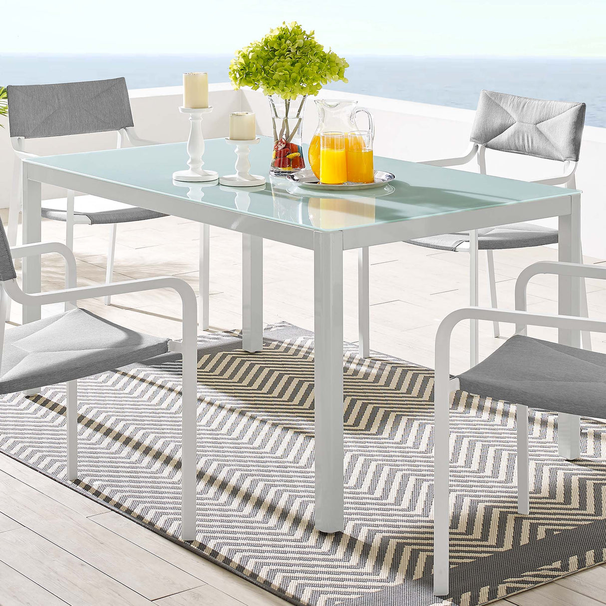Raleigh 59" Outdoor Patio Aluminum Dining Table by Modway