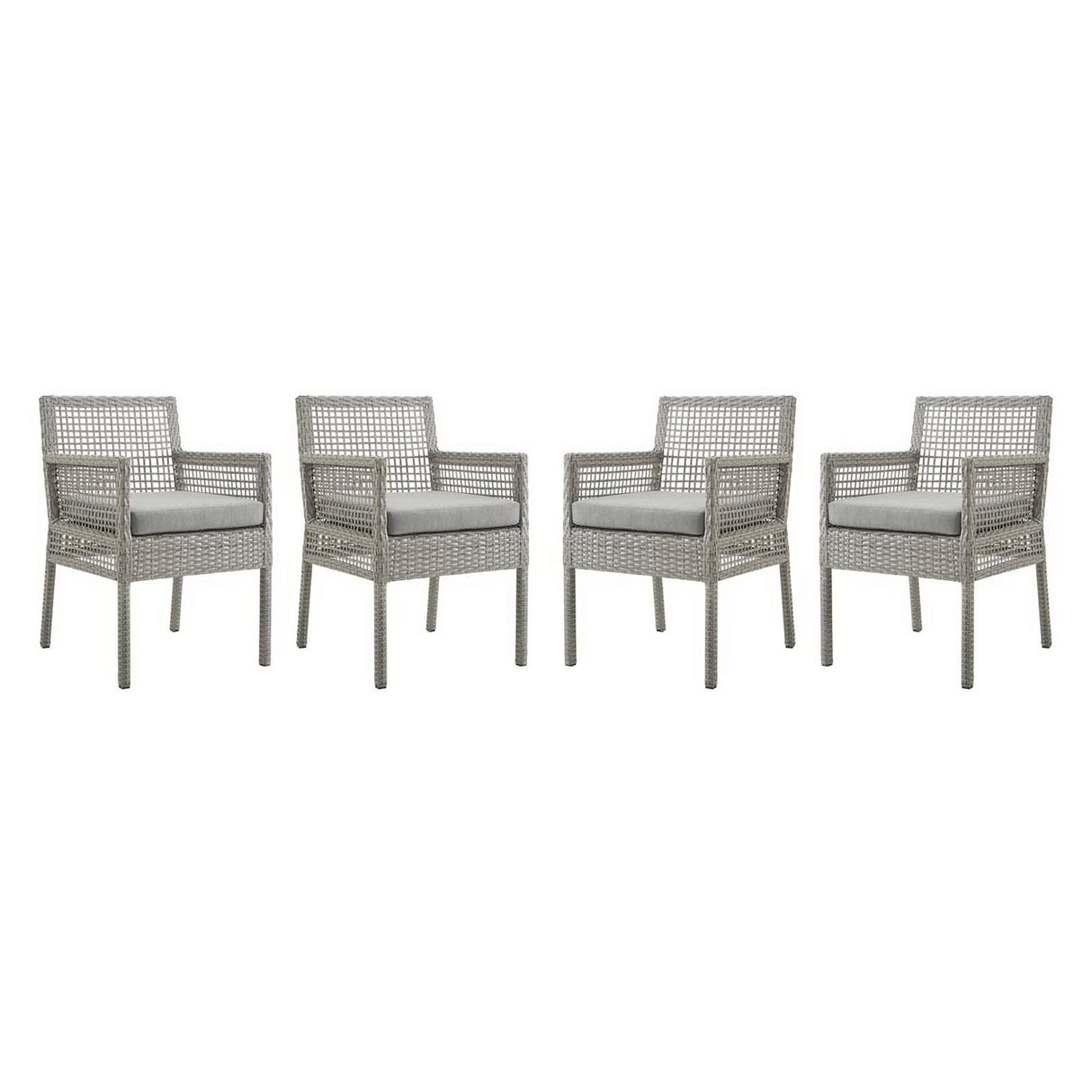 Aura Outdoor Patio Wicker Rattan Dining Armchair Set of 4 by Modway