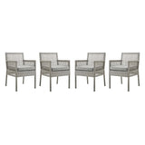 Aura Outdoor Patio Wicker Rattan Dining Armchair Set of 4 by Modway