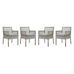 Aura Outdoor Patio Wicker Rattan Dining Armchair Set of 4 by Modway